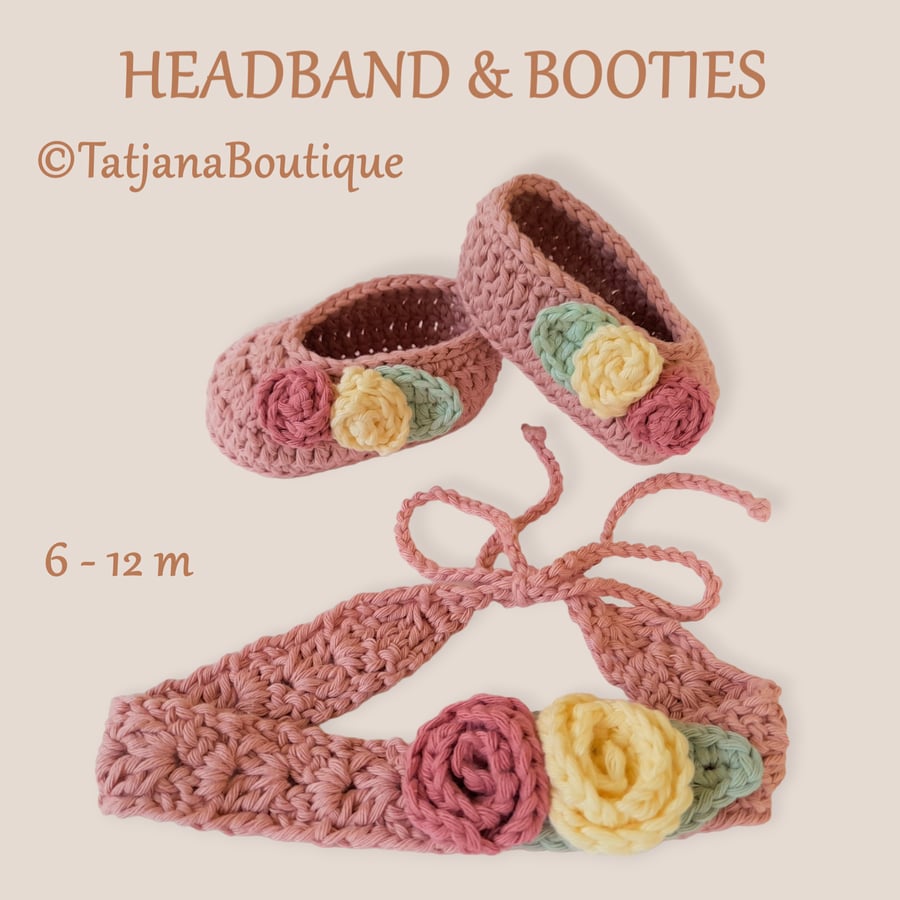 Crochet Pattern Baby Headband and Ballerina Booties, Same Day Delivery PDF 72