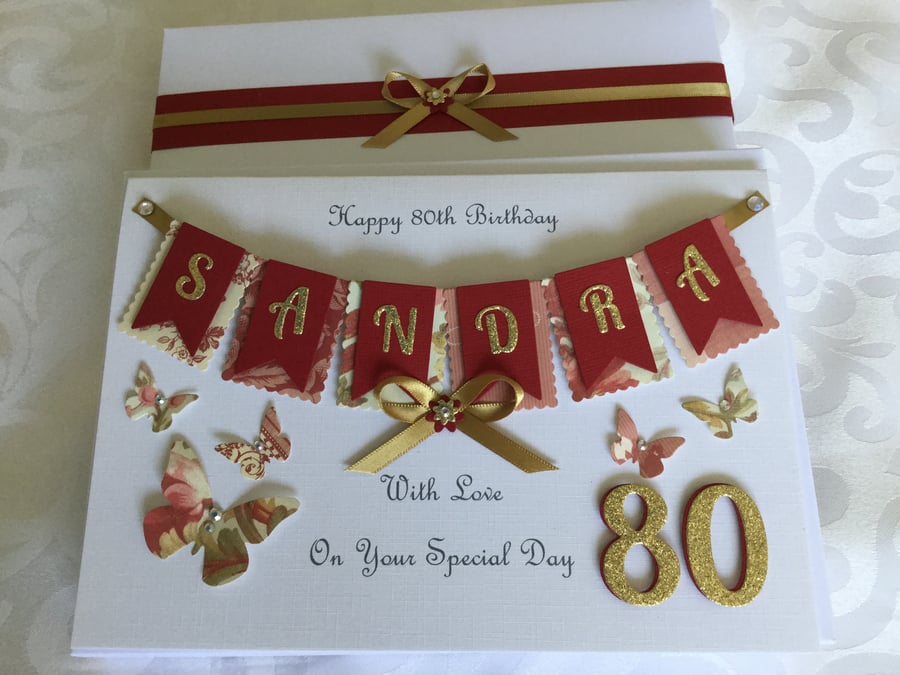 Personalised 80th Birthday Card Gift Boxed Any Age Mum Nan Sister 60th 70th 90th