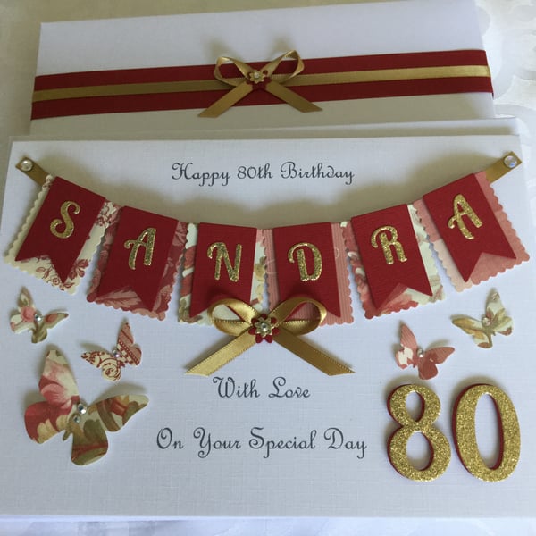 Personalised 80th Birthday Card Gift Boxed Any Age Mum Nan Sister 60th 70th 90th