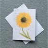 original art hand painted sunflower floral blank greetings card ( ref F 214 )