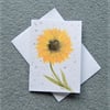 original art hand painted sunflower floral blank greetings card ( ref F 214 )