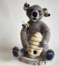 Needle felted bear, Bear with beehive, Bumble bees, OOAK ornament, Handmade - Image 7