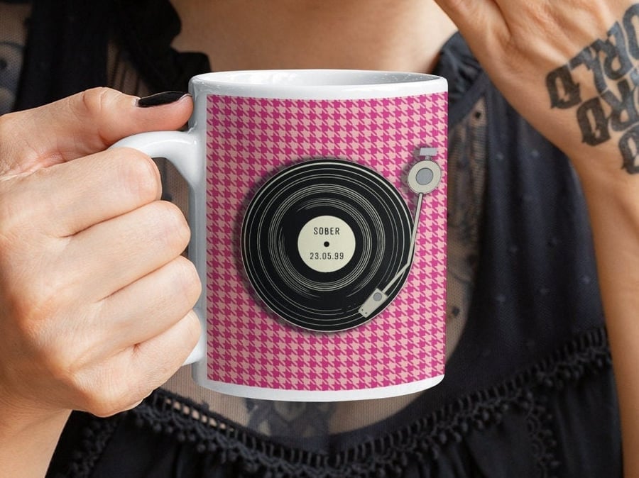 Custom Sober Mug, sobriety gift for men, AA Gift, personalised coffee mug, sober