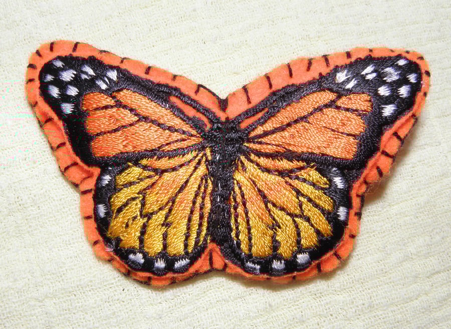 Large Felt Butterfly Hair Clip - Orange & Yellow Hair Accessory Aligator Clip