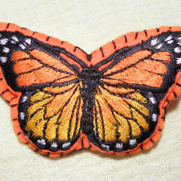 Large Felt Butterfly Hair Clip - Orange & Yellow Hair Accessory Aligator Clip