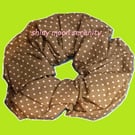 X Large Scrunchie, Khaki with White dots 