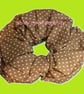 X Large Scrunchie, Khaki with White dots 