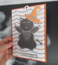 Interactive Halloween Black Cat Card. Moving Witch Cat. Handmade Pull Tap Card.  - Image 6