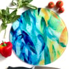 Colourful Glass Chopping Board, Vibrant Circular or Rectangular Design