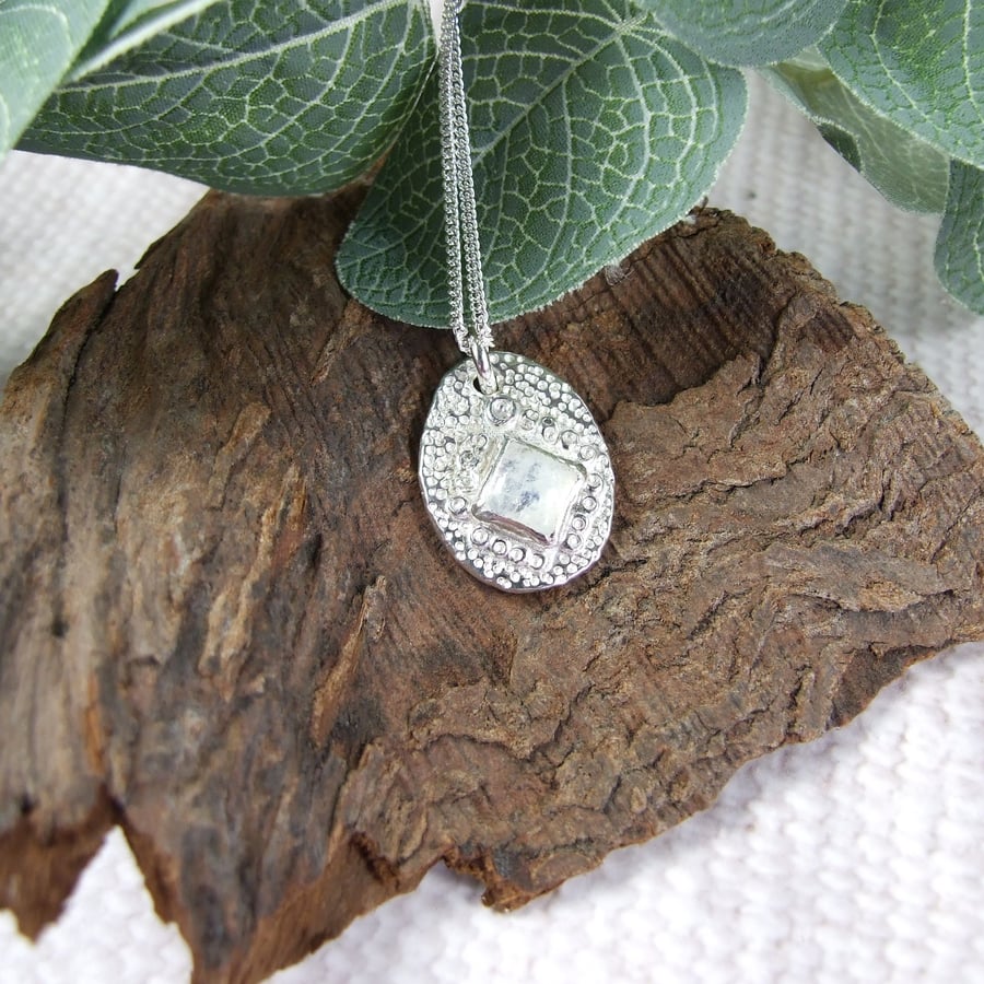 Rainbow Moonstone Necklace in Sterling Silver