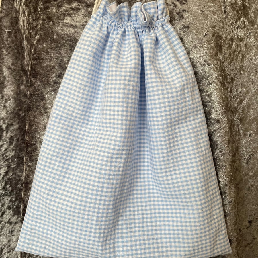 Blue and White Seersucker Drawstring Tidy Bag