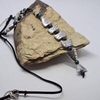 Silver Fish Azurite Necklace Boho Greek Style Y Necklace