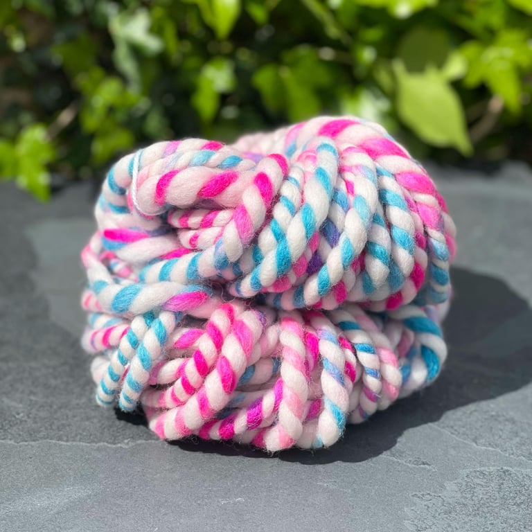 Handspun Merino and Corriedale Yarn 2ply Thick and Thin Super Bulky Yarn