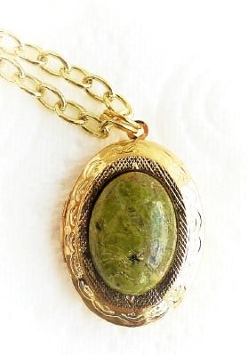 Gold Plated Locket with Semi- Precious Gemstone Unikite
