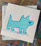 Minty Dog screen printed original card- natural - by Jo Brown Happy Tomato