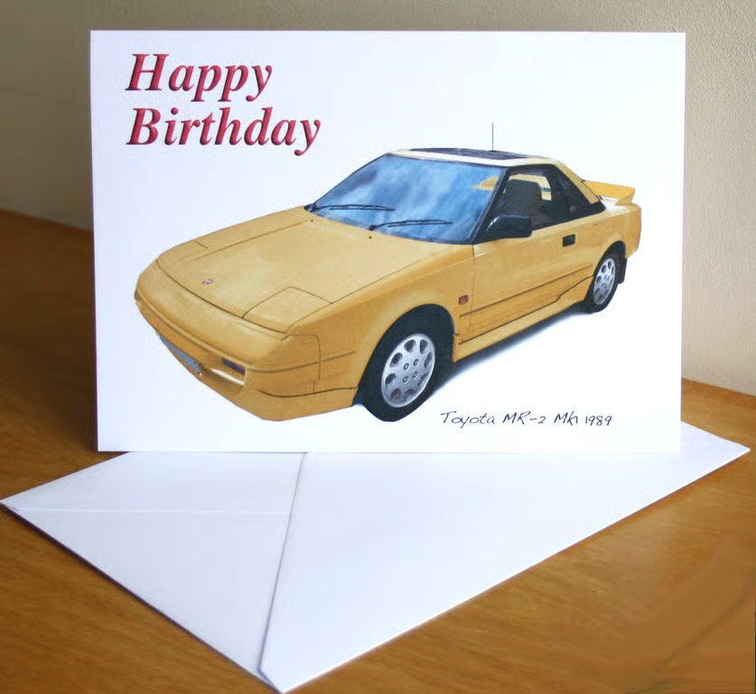 Toyota MR2 Mk1 1989 (Yellow) - Birthday, Anniversary, Retirement or Plain Card