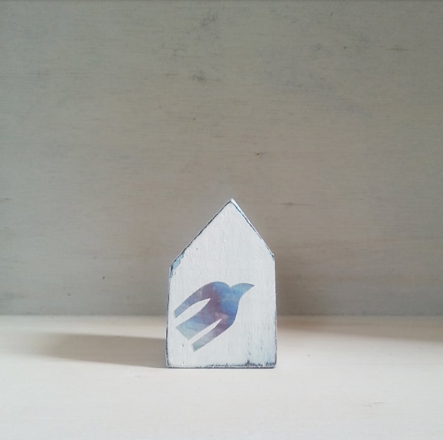 Miniature Wooden House, Bird House, Little House Ornament, Housewarming Gift