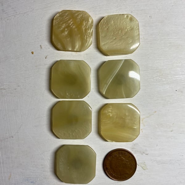 7 octagonal vintage buttons with shank
