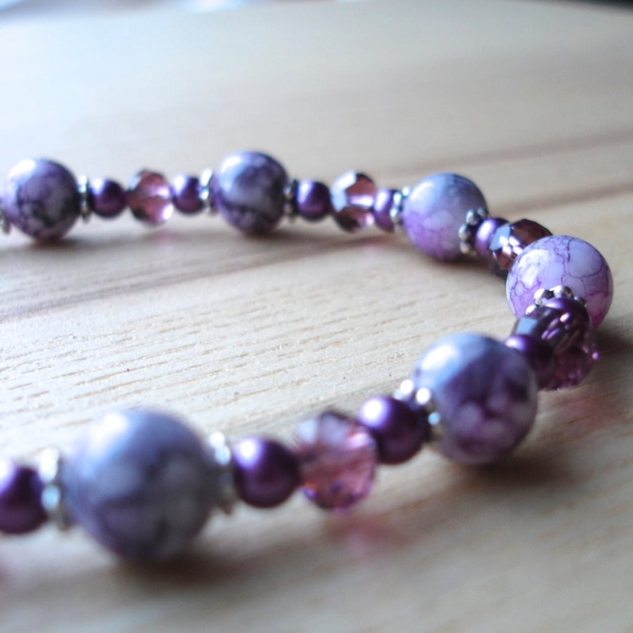 Purple Sparkle Bead Bracelet