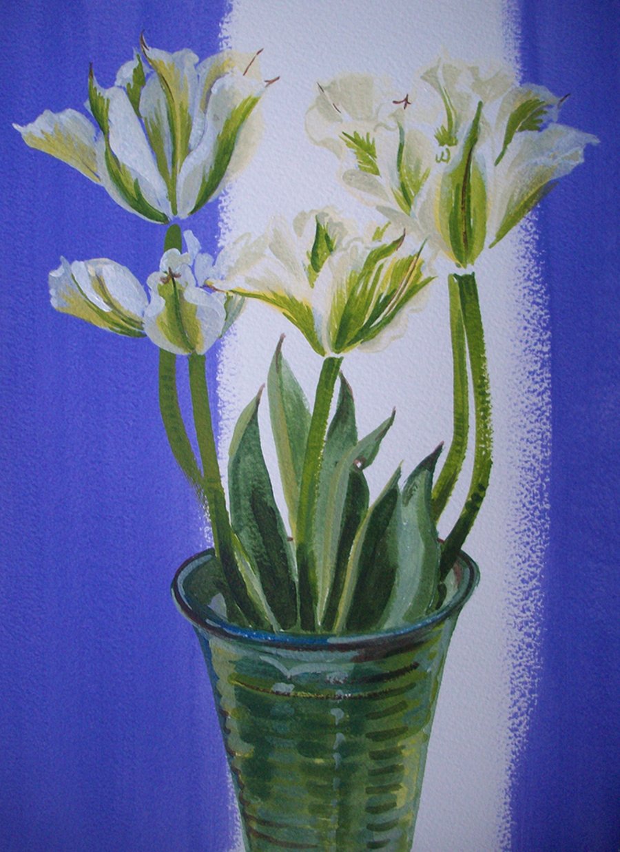 Vase with tulips 'Spring Green'