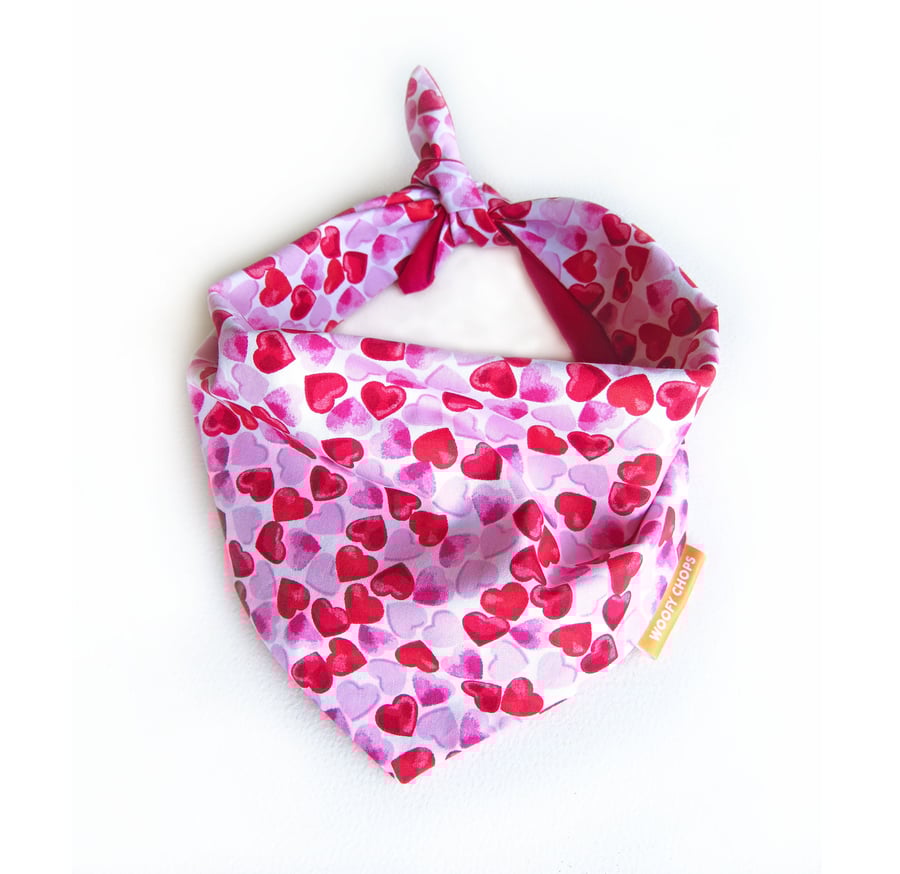 Love Hearts Valentines Dog Bandana - Extra Small