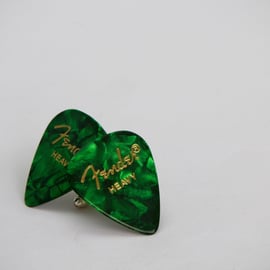 Green marble effect Fender Plectrum Silver Plated Cufflinks .