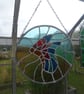 Stained Glass Suncatcher. Circular Butterfly, Multi Coloured Glass.  - Image 3