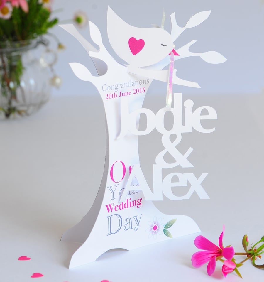 A unique Handmade Personalised 3.D Wedding Card.