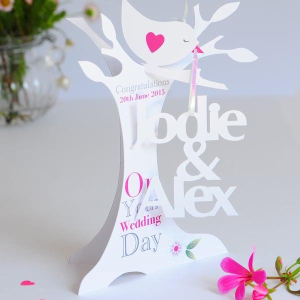 A unique Handmade Personalised 3.D Wedding Card.