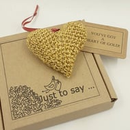 Crochet Golden Heart - Alternative to a Card 