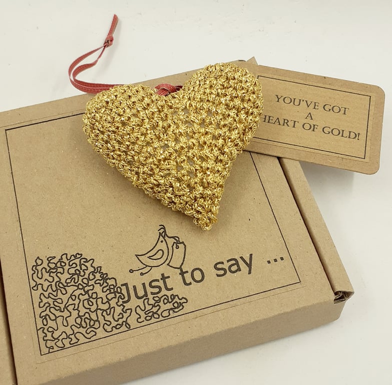 Crochet Golden Heart - Alternative to a Card 