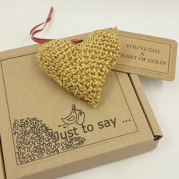 Crochet Golden Heart - Alternative to a Card 