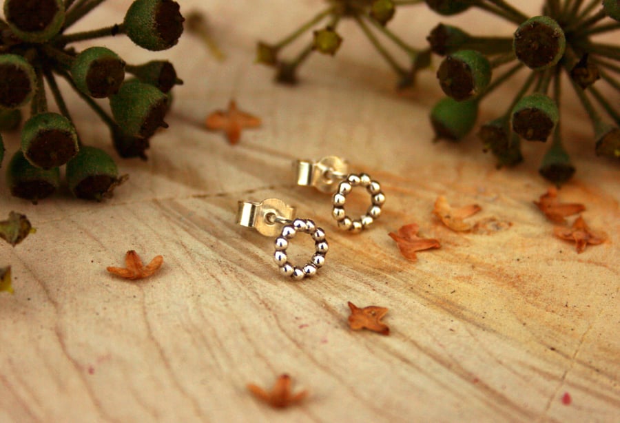 Handmade Silver Berry Stud Earrings