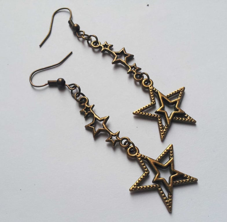 Bronze Dangling Shooting Star Earrings