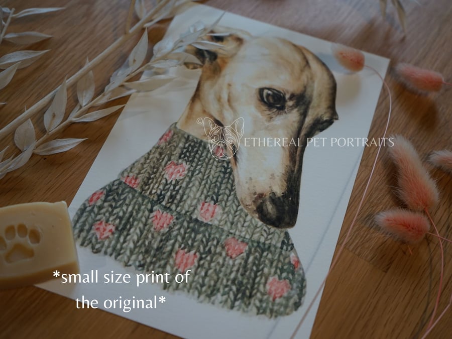 Greyhound Watercolour Print - Christmas Gift for Dog Lovers