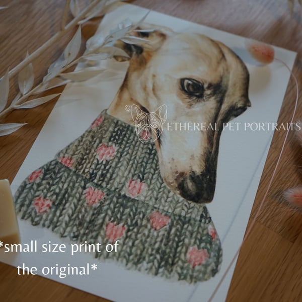 Greyhound Watercolour Print - Christmas Gift for Dog Lovers