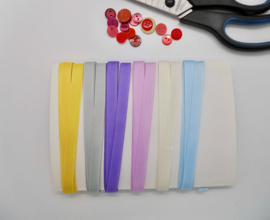 10mm grosgrain ribbon selection pack of 6 colours total 9 metres     