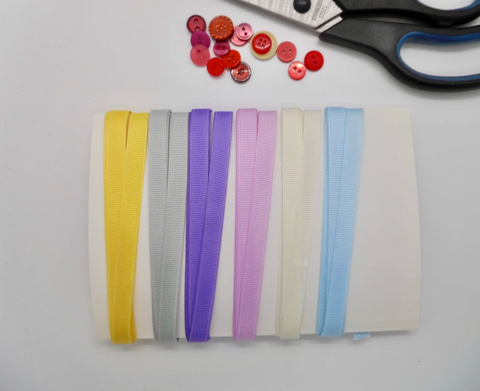 10mm grosgrain ribbon selection pack of 6 colours total 9 metres     