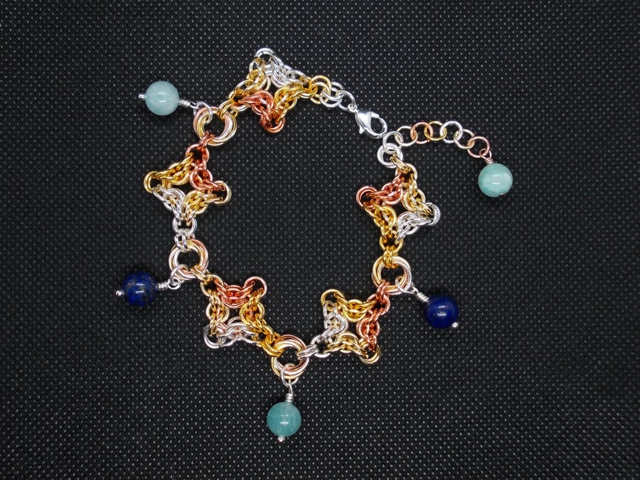 SALE - Byzantine diamond chainmaille bracelet
