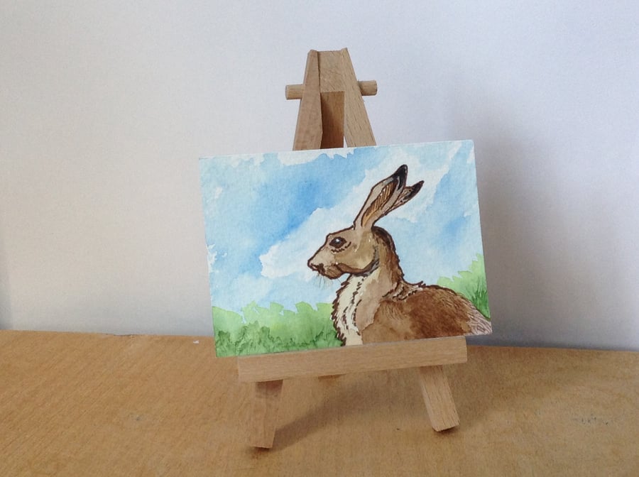Aceo painting of Hare