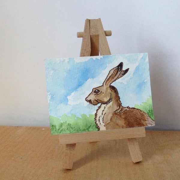 Aceo painting of Hare