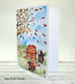 Autumn Hedgehogs Blank Card - original art, all occasions, apples, leaves - Image 4