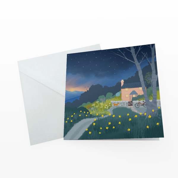 Welcome Home greetings card from original art by Caroline Smith