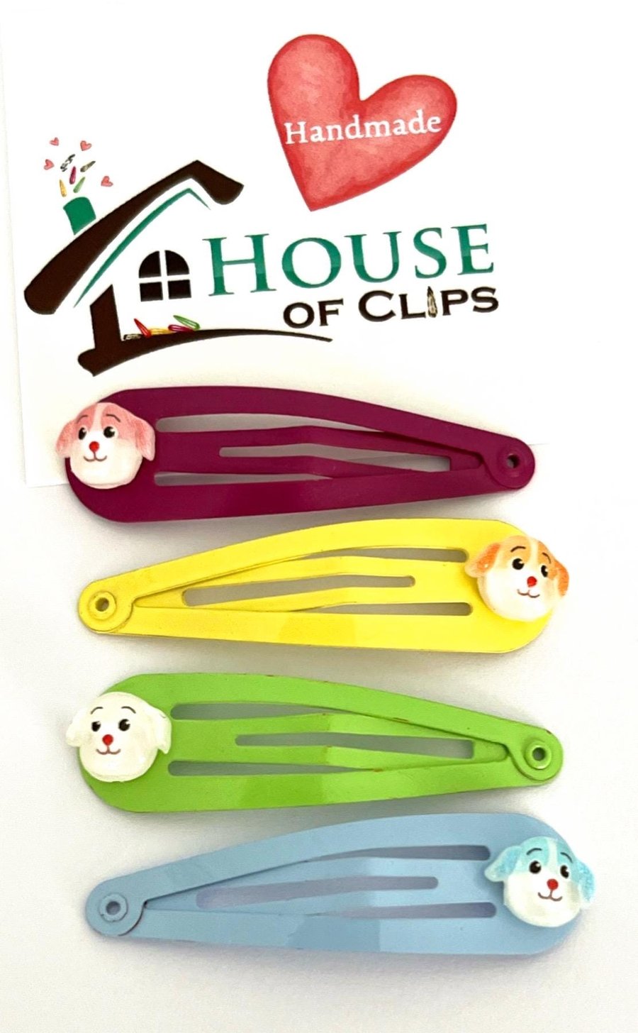 Tiny Lost Puppy Clips x4 - Dog Hair Clips - Puppy Barrettes - Dog Gifts For Kids