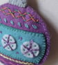 Bauble Retro Christmas Decoration hand embroidered felt  - Image 7