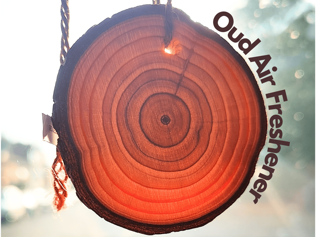 Oud Car Air Freshener. Wooden slice with long-lasting fragrance. Handmade.