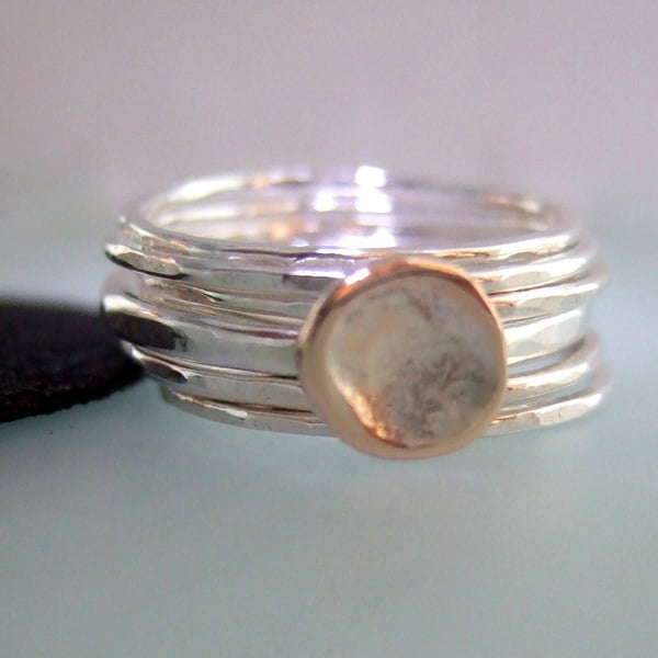 Recycled Handmade  Shibuichi & Sterling Silver stacking rings