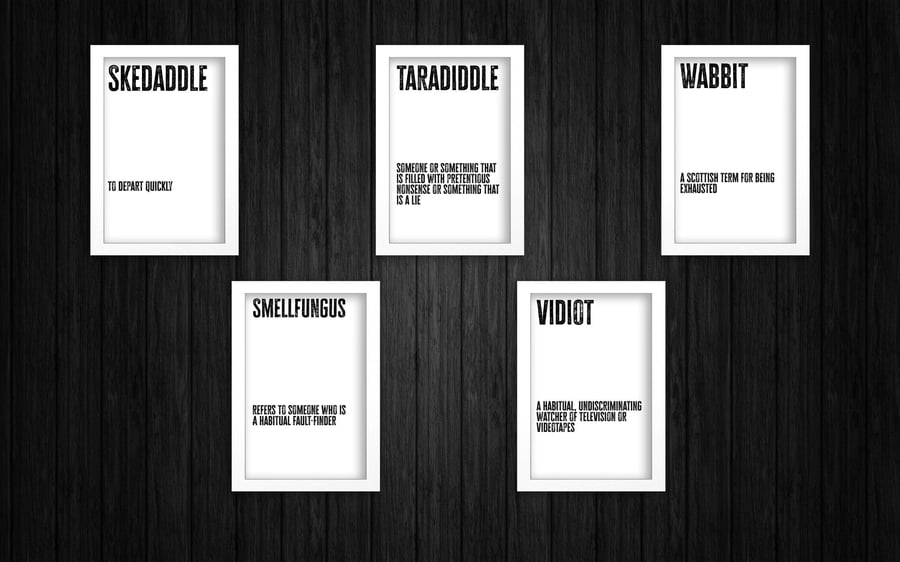 Strange and bizarre words and definitions prints