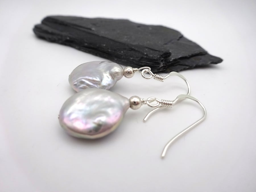 freshwater pearl silver earrings