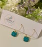 Turquoise Blue Enamel Cat Hoop Earrings, Charm Earrings, Handmade Jewellery 